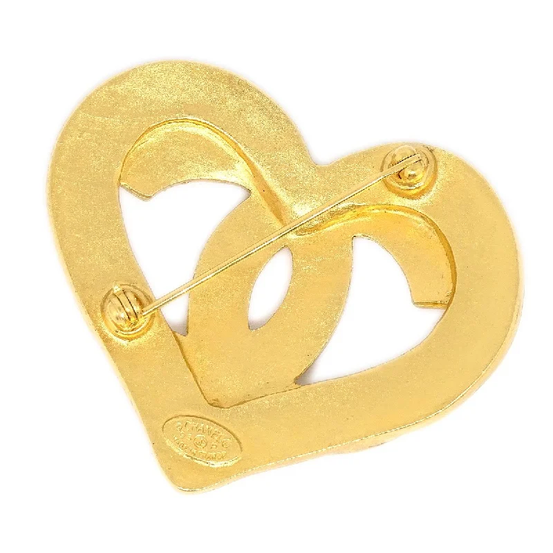 CHANEL Heart Brooch Gold 95P 92608