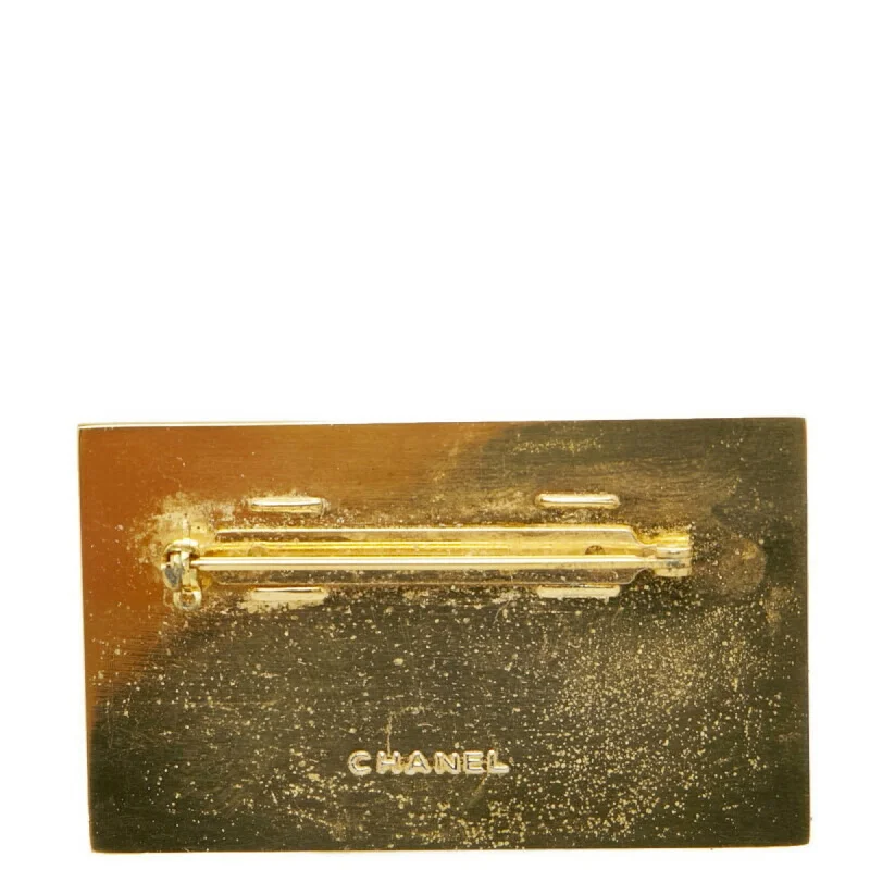 CHANEL nameplate brooch gold plated ladies