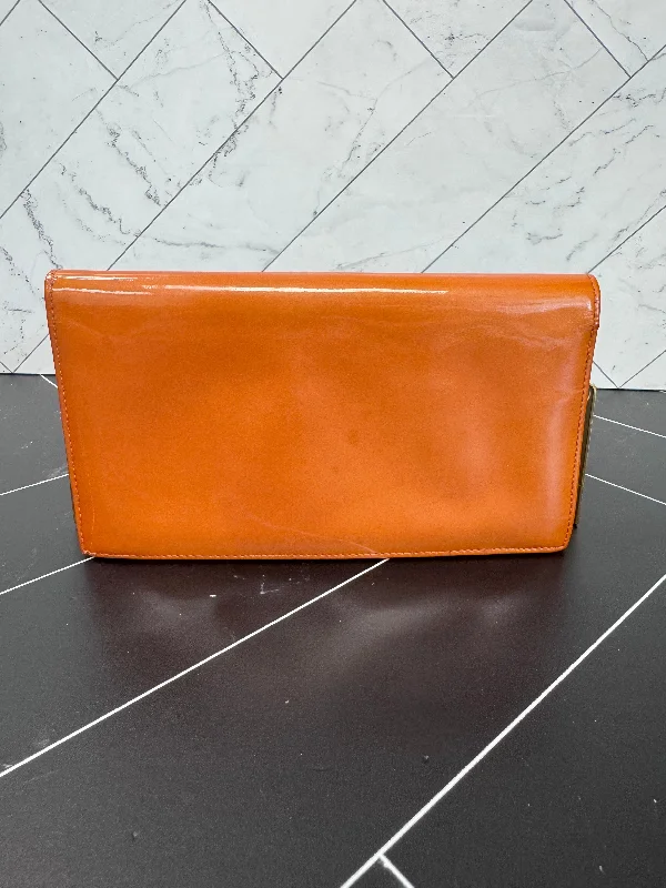 Chanel Orange Patent Leather Long Wallet