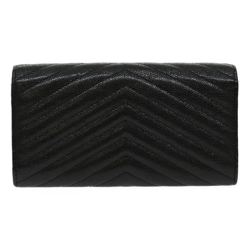 CHANEL V stitch Long Wallet Caviar Skin Black CC  30285A